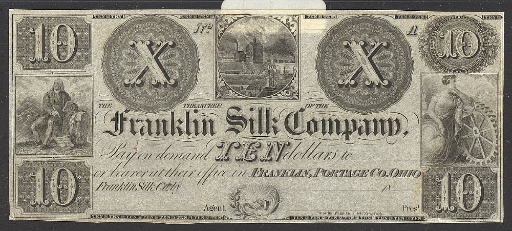 Franklin, Ohio The Franklin Silk Company, $10 Remainder, vChCU
